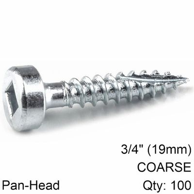 KREG Zinc Pocket Hole Screws 19mm 0.75' #6 Fine Thread Pan Head 100ct